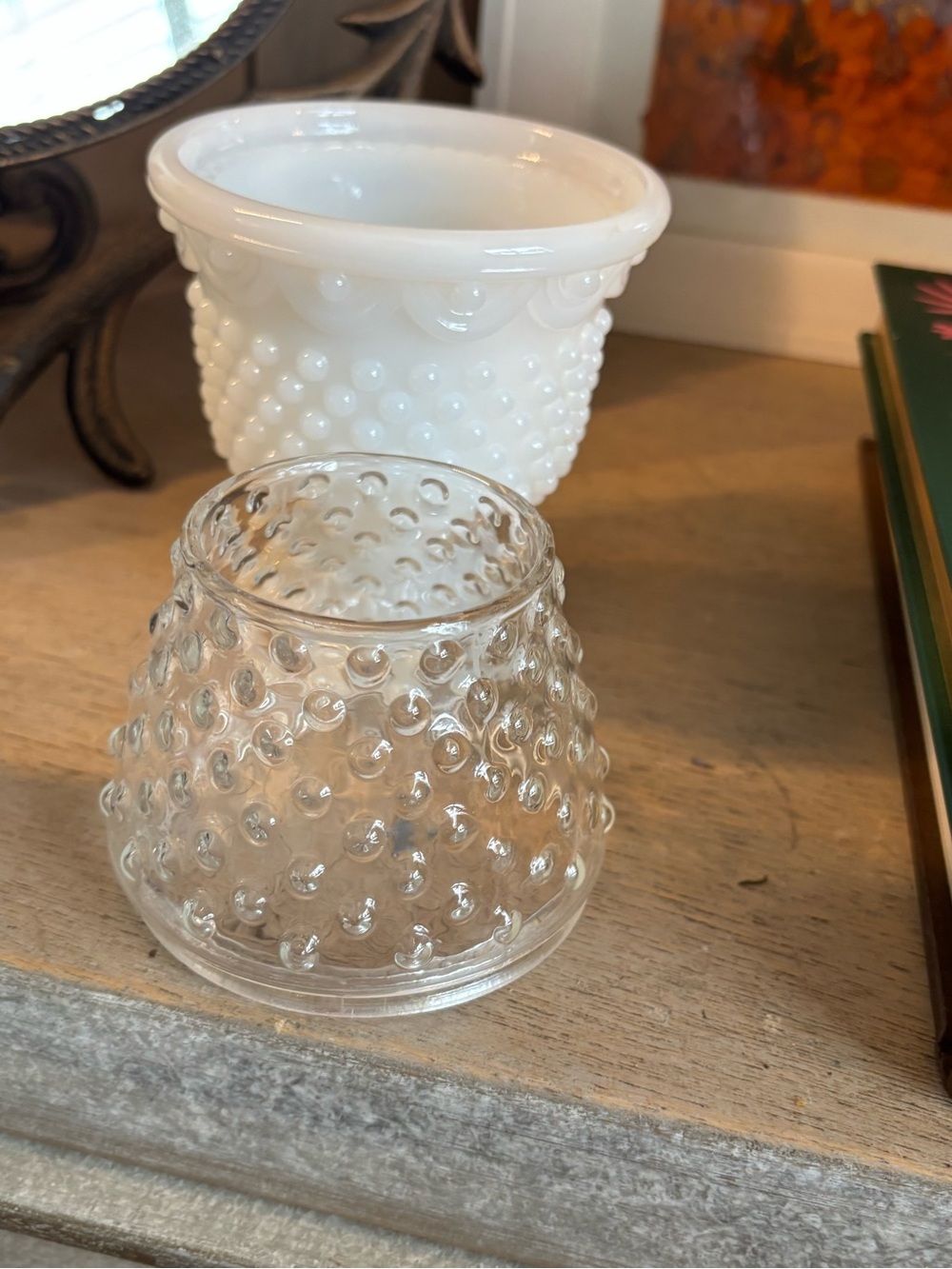 Avon White Hobnail Pedestal Fairy Lamp with Clear Hobnail Shade - Picture 12 of 13